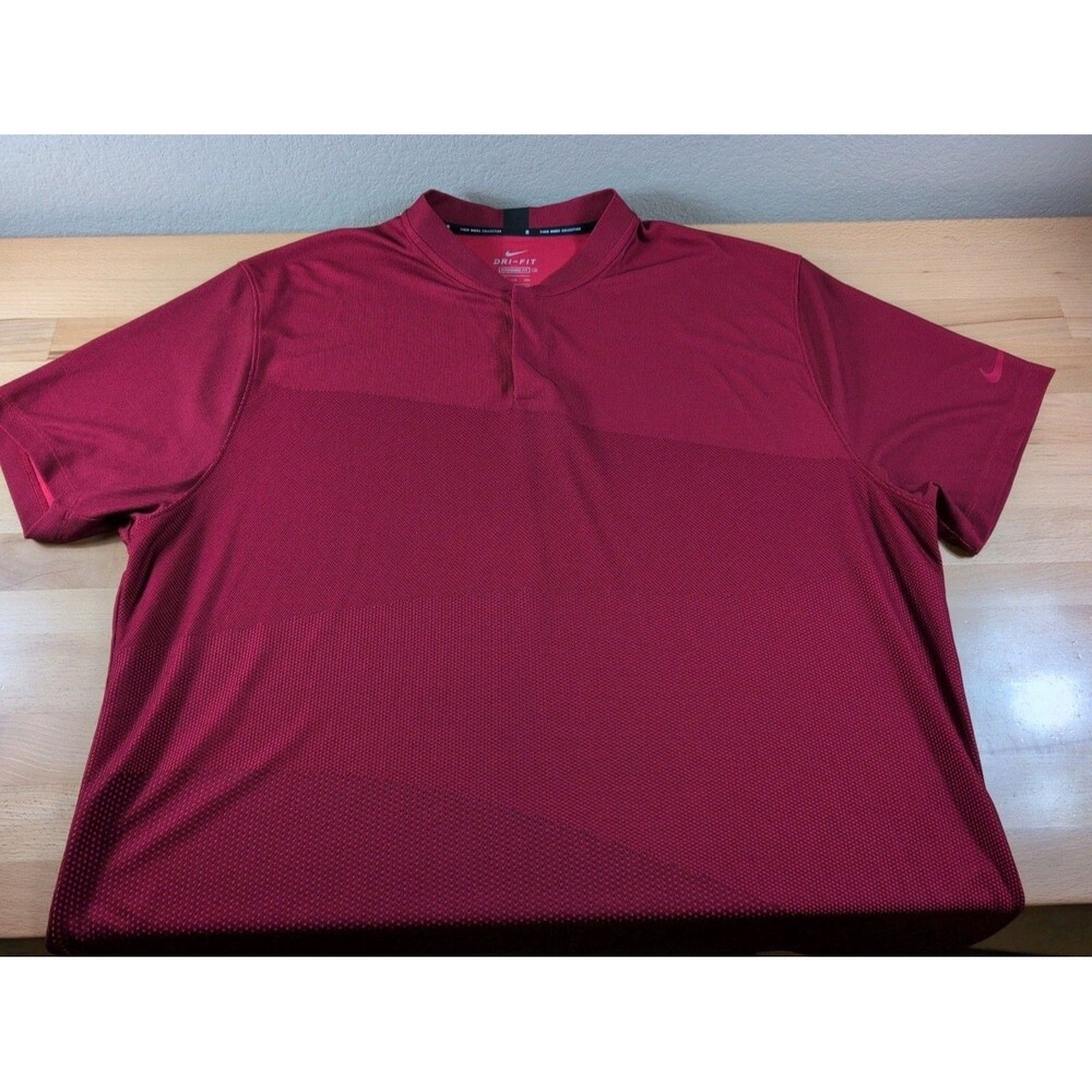 Nike Polo Mens 2XL Red TW Tiger Woods Blade Collar Golf Performance CT3799